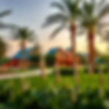Vibrant community park within The Valley, highlighting green spaces and leisure areas