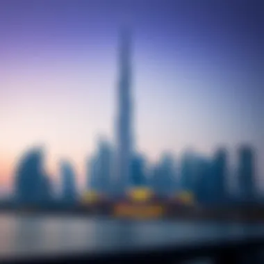 The Iconic West Bay Tower and Dubai Skyline Stunning view of West Bay Tower against the Dubai skyline
