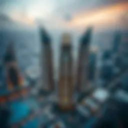 Aerial view of Falcon Towers showcasing its architectural design