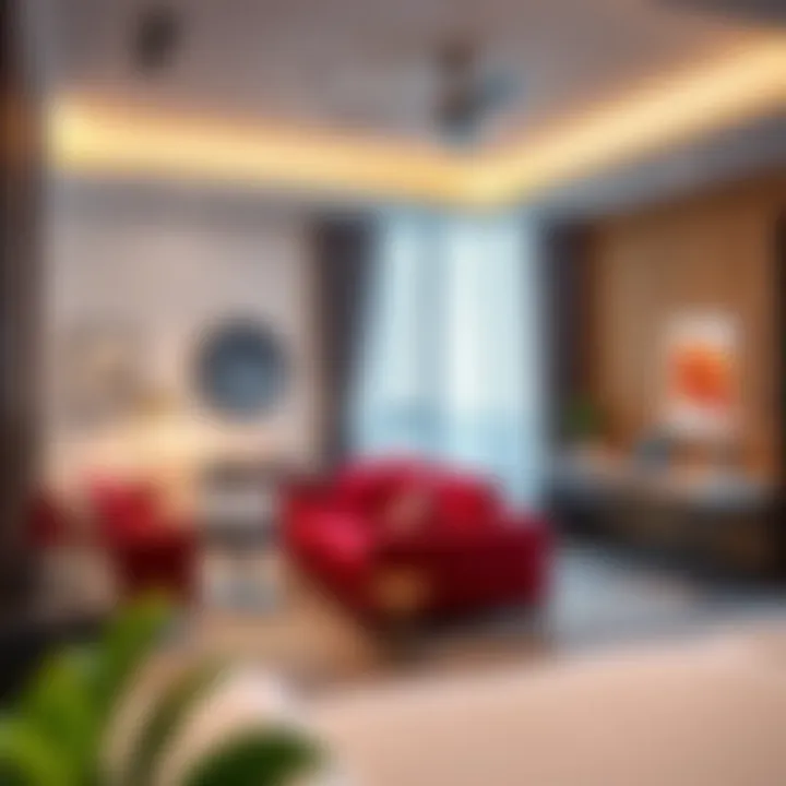 Innovative Furnished Studio Design for Work and Relaxation Trendy furnished studio with workspace and leisure area