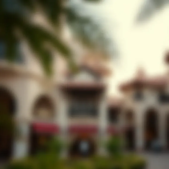 Architectural marvels within the Global Village representing various cultures.