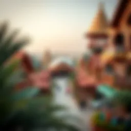 A panoramic view of Dubai's Global Village showcasing vibrant pavilions