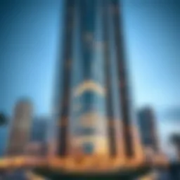 Architectural facade of Grosvenor Business Bay Tower showcasing modern design.