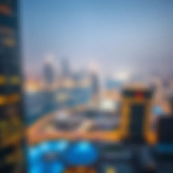 Stunning Panoramic View from Grosvenor Business Bay Tower Panoramic view of Dubai skyline from Grosvenor Business Bay Tower.