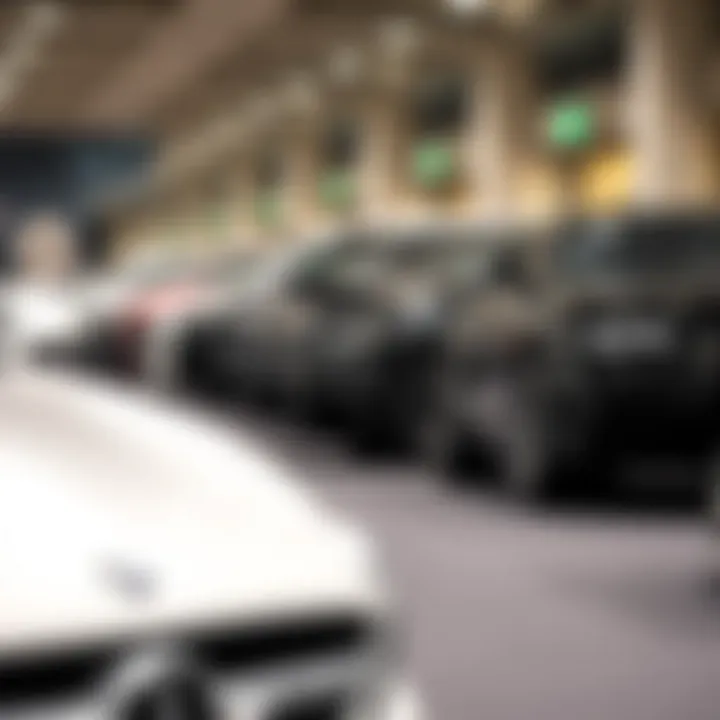 An array of different car models available for hourly rental