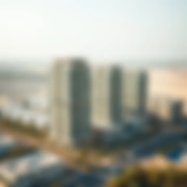 Aerial perspective highlighting property developments in both areas