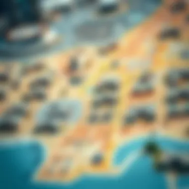 Map highlighting neighborhoods in Dubai