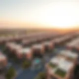 Aerial view of Jumeirah Village Circle showcasing residential buildings