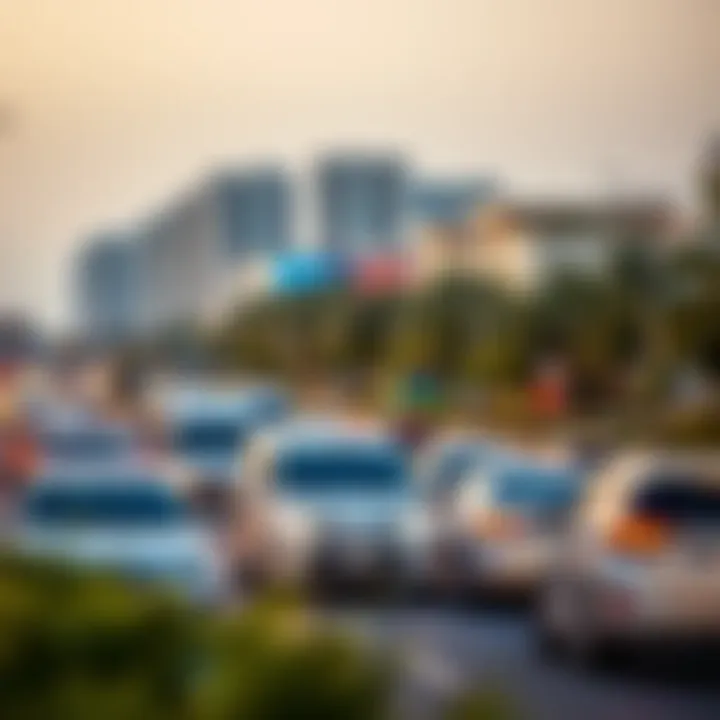 Traffic congestion on a busy road in Jumeirah Village Circle