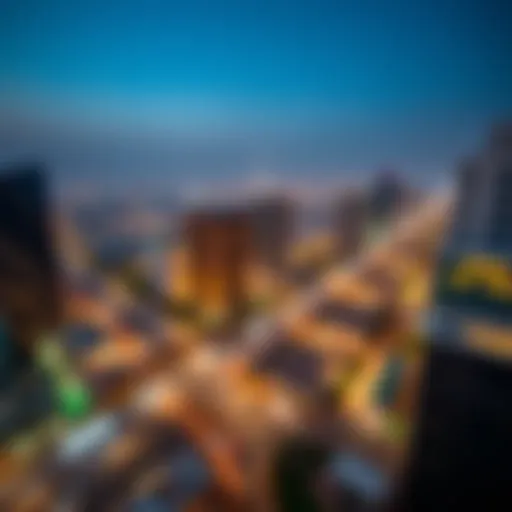 Aerial view of Khalid Bin Waleed Road showcasing its significance in Dubai's urban landscape.