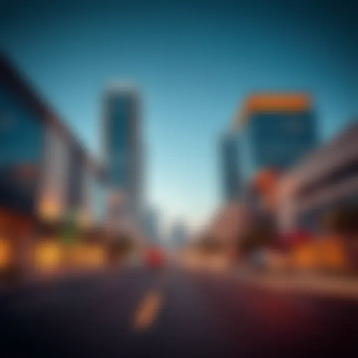 Commercial Hub along Khalid Bin Waleed Road Modern commercial buildings lining Khalid Bin Waleed Road, highlighting the city's economic vitality.