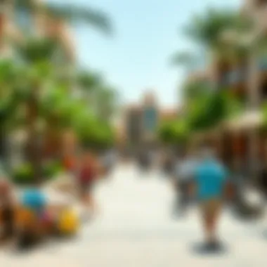 Community Dynamics in Madinat Living A vibrant community square bustling with local activities