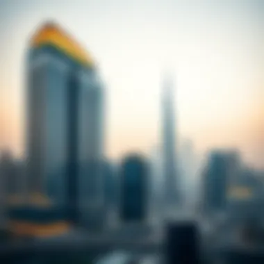 Max Building Burjuman in the Dubai Skyline Panoramic skyline featuring Max Building Burjuman