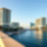 A panoramic view of Mina Abu Dhabi's waterfront showcasing modern architecture