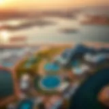 A stunning aerial view showcasing the Monte Carlo Damac Lagoons.