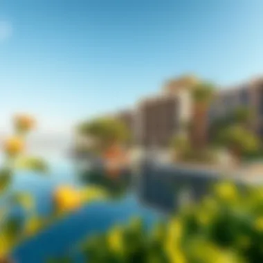 A serene waterfront scene highlighting the lush landscaping and amenities of the Lagoons.