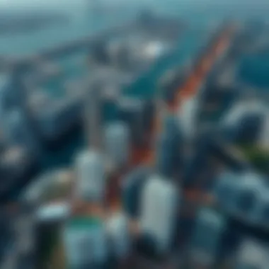 Aerial Perspective of JLT Aerial view of Jumeirah Lake Towers to illustrate location context