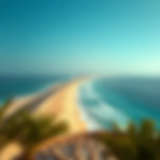 Panoramic view of Nakheel Beach showcasing turquoise waters and golden sands