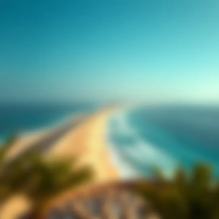 Panoramic view of Nakheel Beach showcasing turquoise waters and golden sands