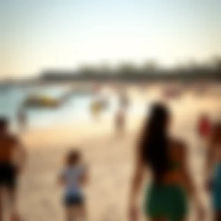 Visitors enjoying recreational activities on Nakheel Beach