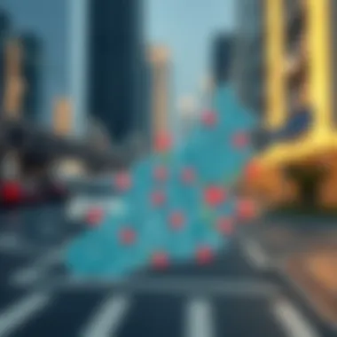 A map displaying various parking zones across Dubai