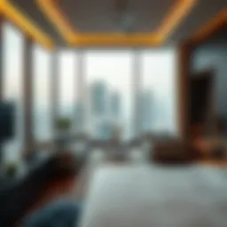 Modern studio apartment in Dubai showcasing city views