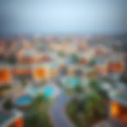 Aerial view of Oasis Masdar City showcasing its innovative architecture