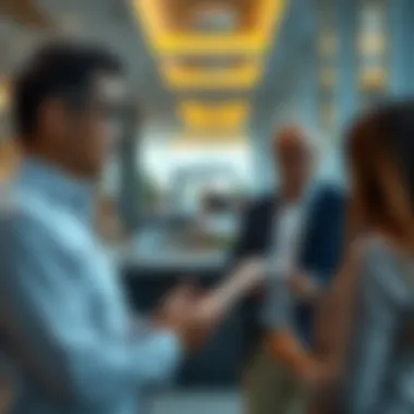 Real estate agent discussing terms with clients