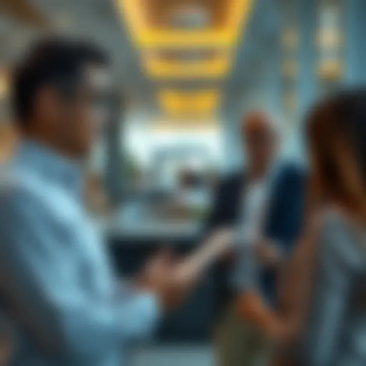 Real estate agent discussing terms with clients