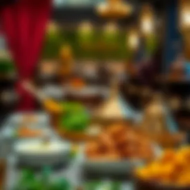 A beautifully arranged table with traditional dishes for Ramadan