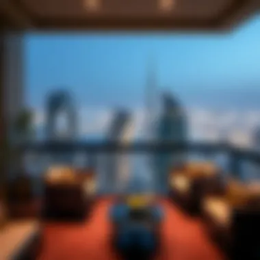 Breathtaking Balcony View of Dubai Panoramic view from the balcony of Ritz Carlton Residences overlooking Dubai skyline