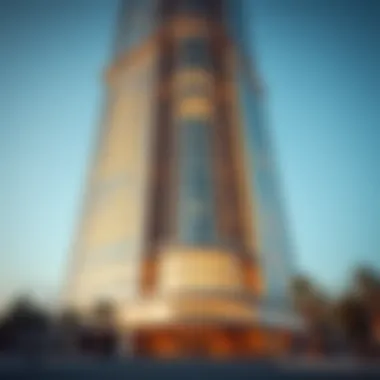 Architectural Marvel of Shatha Tower Stunning view of Shatha Tower's facade showcasing modern architecture