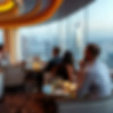 Guests enjoying the breathtaking views of Dubai's skyline from the Skyview Lounge