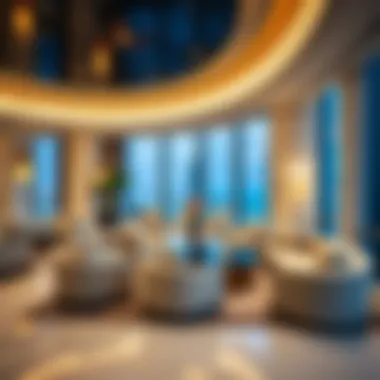 Elegant interior design of the Skyview Sky Lounge featuring plush seating and artistic decor