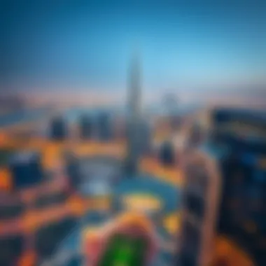 Stadium Point's Impact on Dubai Skyline Aerial view of Dubai skyline with Stadium Point Building