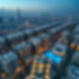 Aerial view of Dubai skyline with luxurious properties