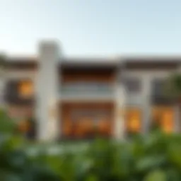 Elegant view of The Lakes Club's exterior showcasing modern architecture