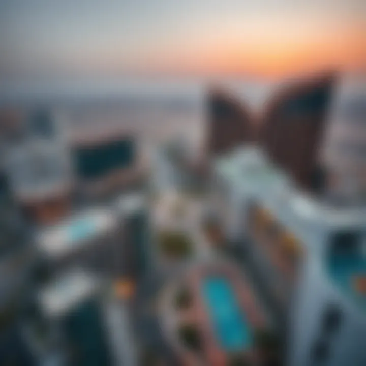 Aerial view of The Valley Rak showcasing modern architecture