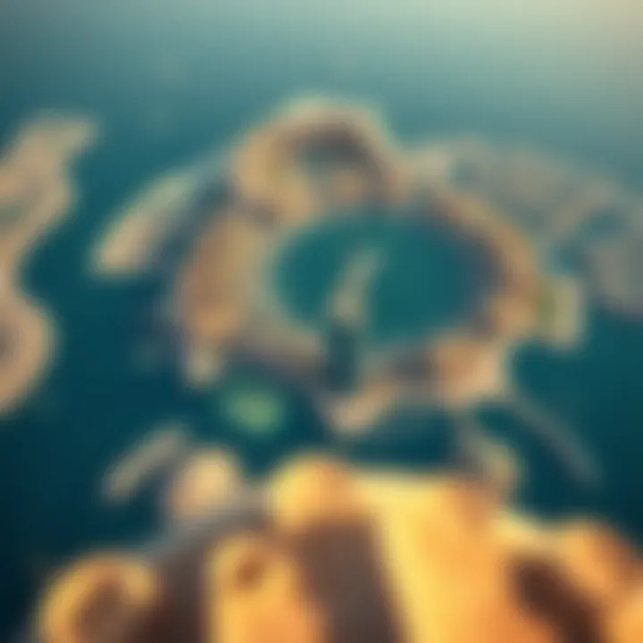 Aerial Perspective of The World Island Aerial view showcasing The World Island's unique shape and layout