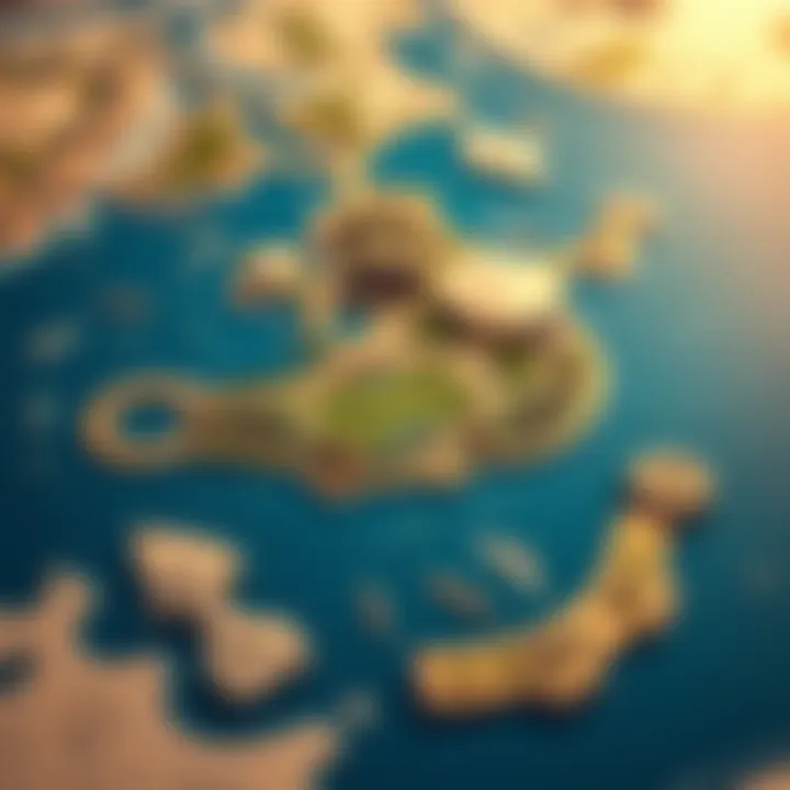 Layout Map of The World Island Map illustrating the layout of The World Island and its surrounding waters