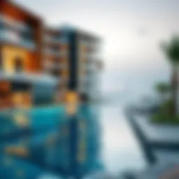 A stunning waterfront property showcasing luxury aqua development in Dubai.