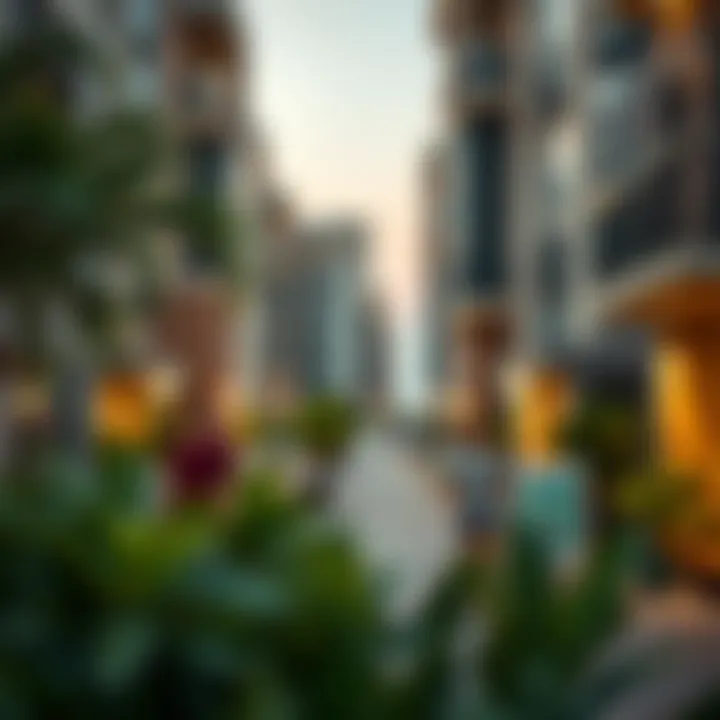 A vibrant lifestyle scene in a Dubai neighborhood