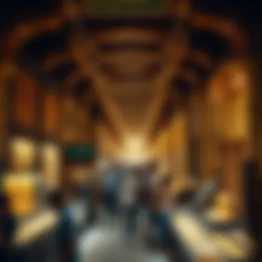 A bustling scene in the gold souk with intricate jewelry displays