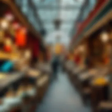 Traditional market stalls showcasing spices and textiles