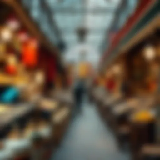 Traditional market stalls showcasing spices and textiles