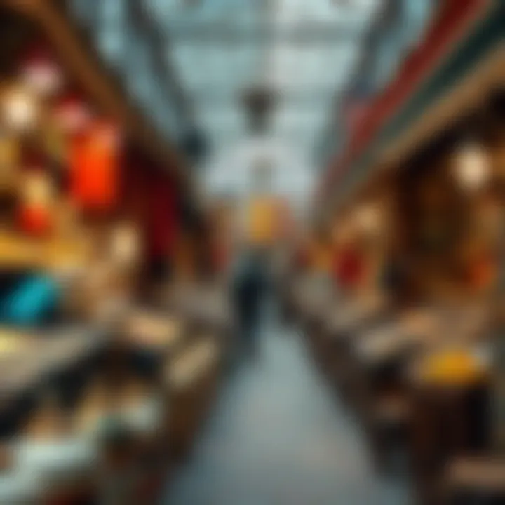 Traditional market stalls showcasing spices and textiles