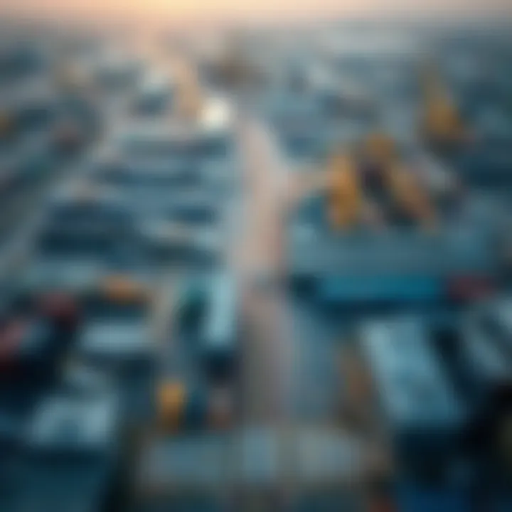 Aerial view of a bustling free zone with modern infrastructure and logistics.