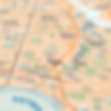 Map highlighting Satwa area in Dubai