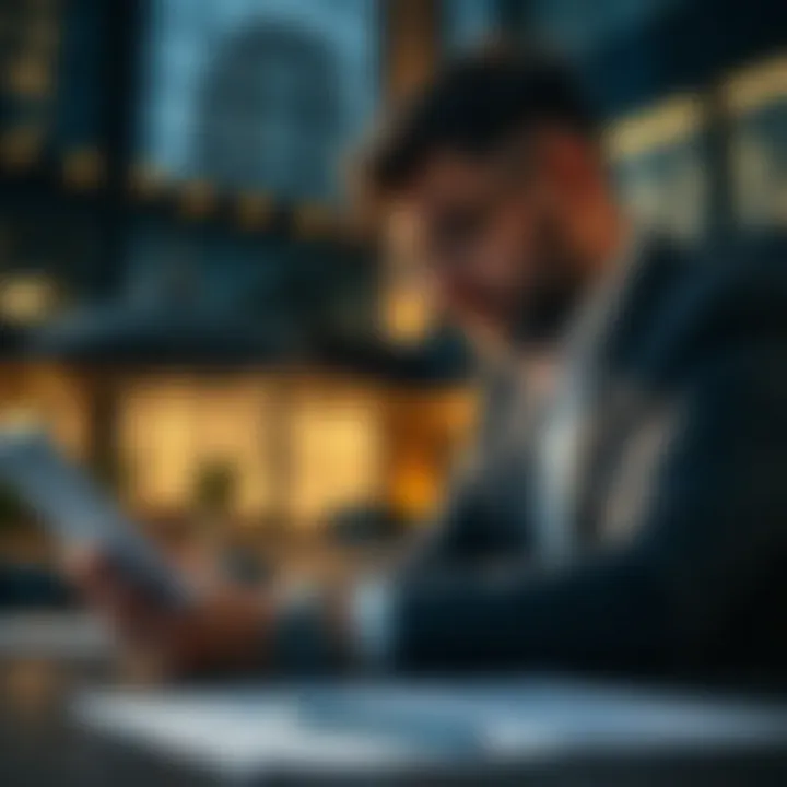 Investor analyzing property data and transactions
