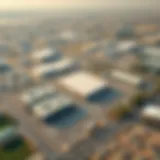 Aerial view of Ras Al Khor industrial area showcasing warehouses